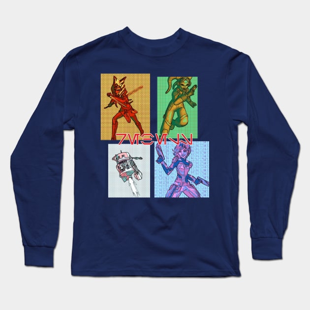 Ahsoka Sabine Hera Chopper Aurebesh Long Sleeve T-Shirt by Iron City Stories